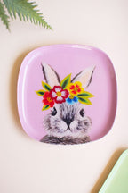 Set of 3 Printed Enamel Rabbit Trinket Trays