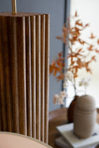 Wooden Spindles Floor Lamp with Fabric Shade