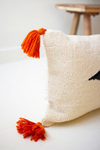 Halloween Bat Hand-Hooked Pillow