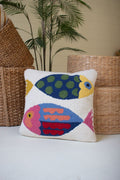 Two Fish Hand-Hooked Pillow