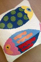 Two Fish Hand-Hooked Pillow