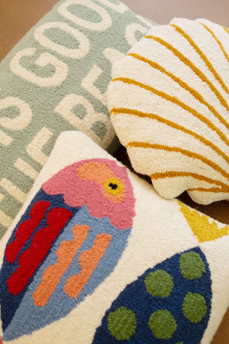 Two Fish Hand-Hooked Pillow