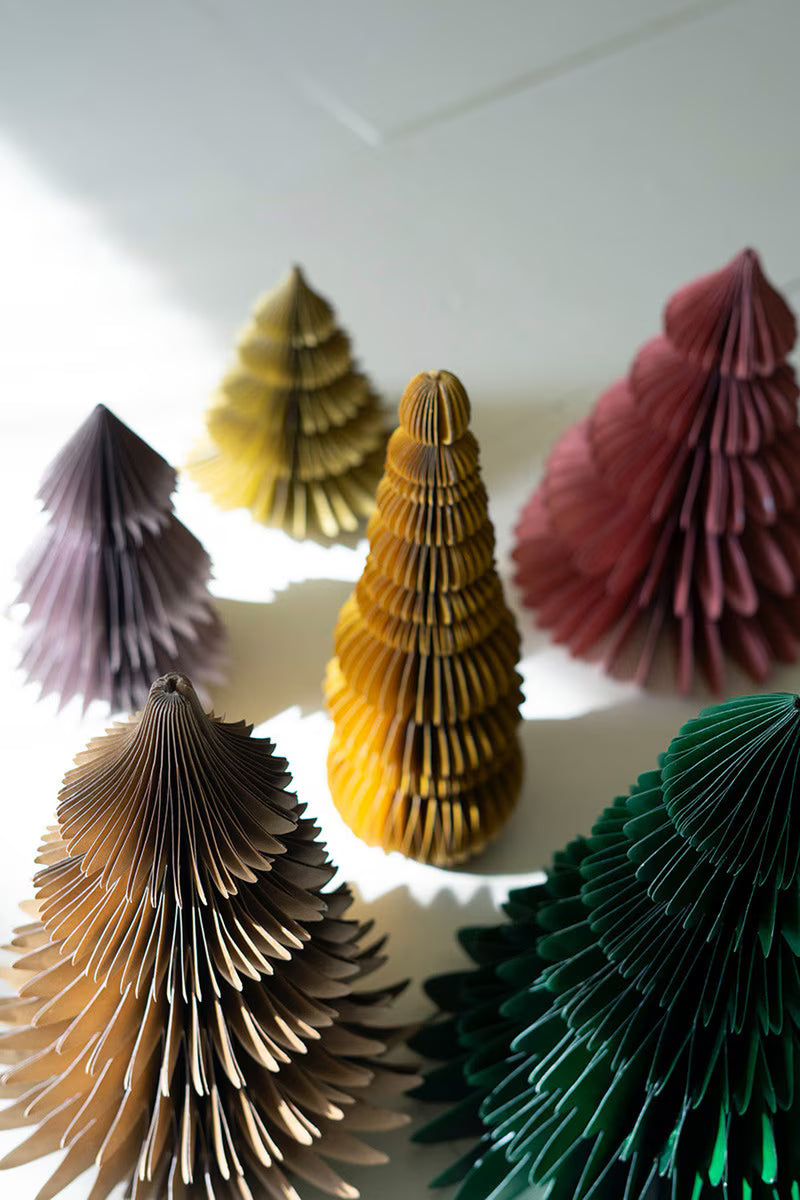 Set of 6 Jewel Tone Paper Accordian Christmas Trees