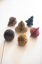 Set of 6 Paper Jewel Tone Accordian Christmas Ornaments
