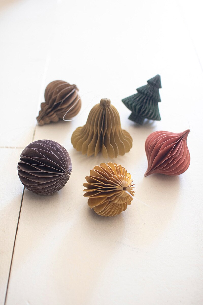 Set of 6 Paper Jewel Tone Accordian Christmas Ornaments