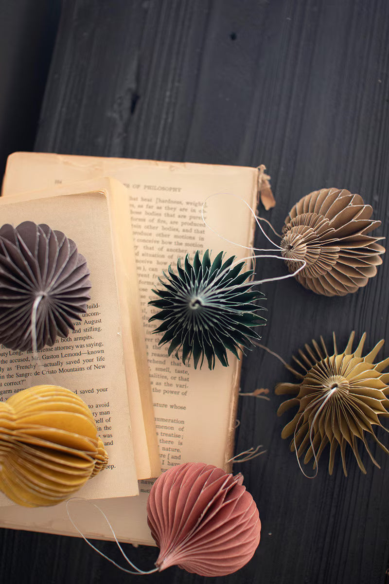 Set of 6 Paper Jewel Tone Accordian Christmas Ornaments