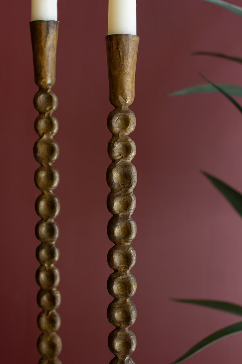 SET OF THREE ANTIQUE BRASS TAPER CANDLE HOLDER