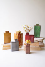 Set of 6 Painted Metal Vases