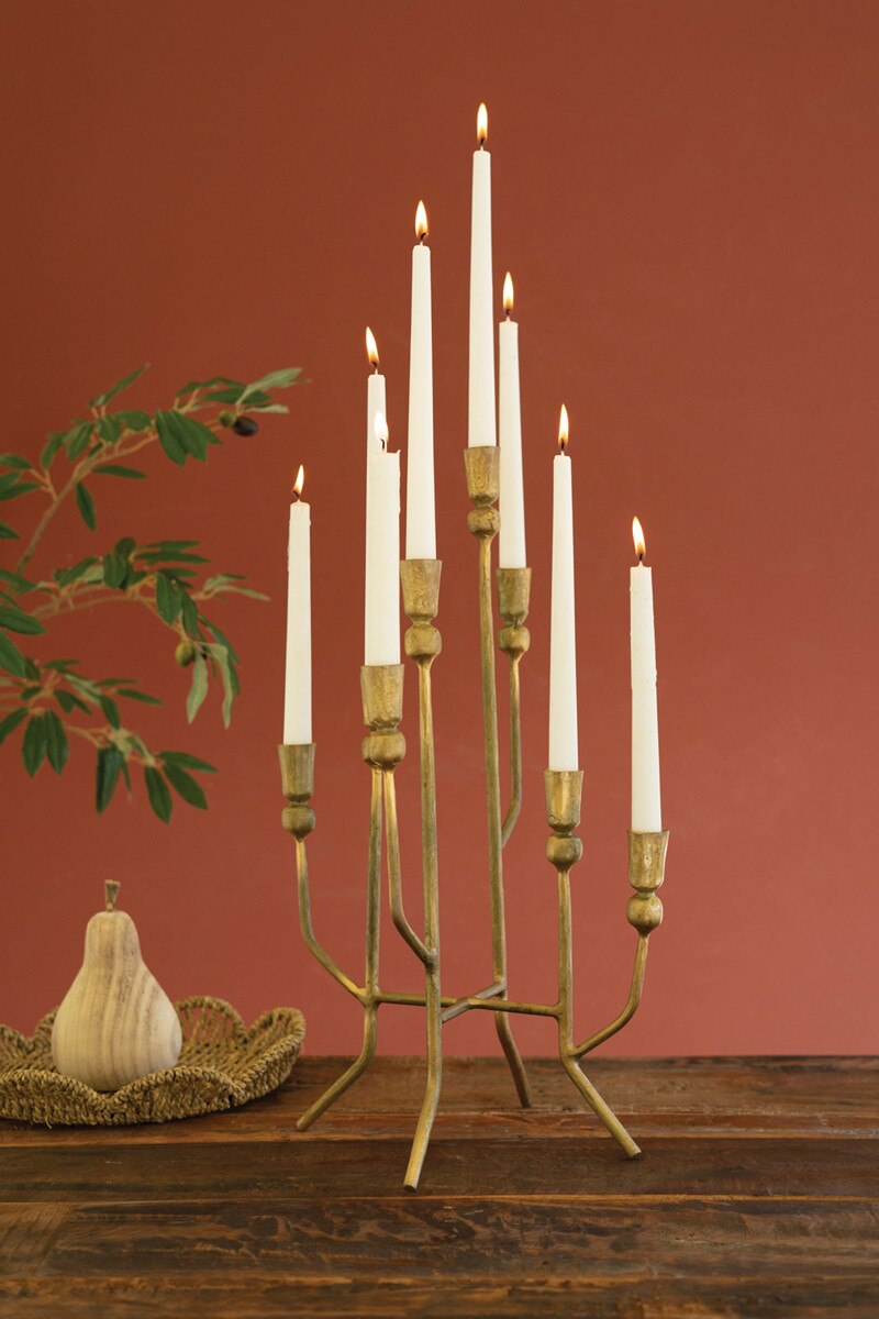 EIGHT TAPER CANDELABRA - ANTIQUE BRASS