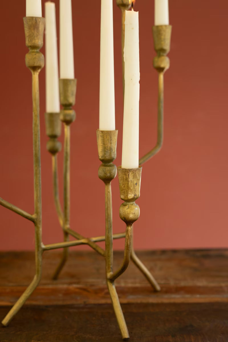 EIGHT TAPER CANDELABRA - ANTIQUE BRASS