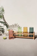 Four Cocktail Glasses with Wooden Tray