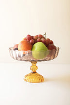 Multi Colored Scalloped Glass Compote