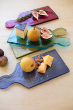 Set of 4 Colored Glass Cheese Boards