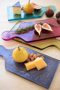 Set of 4 Colored Glass Cheese Boards