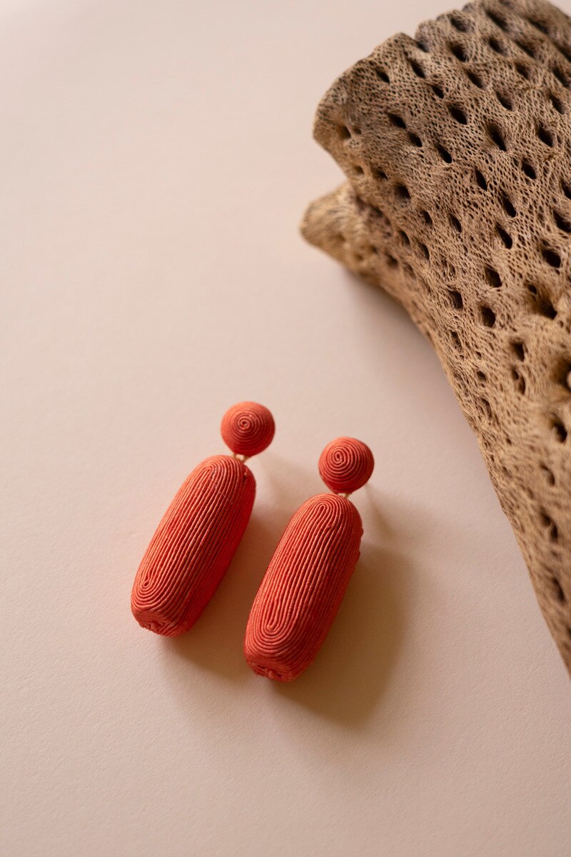 Fabricwrapped Earrings / Coral