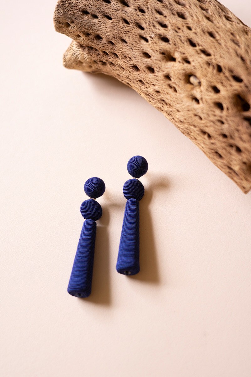 Fabricwrapped Earrings / Cobalt