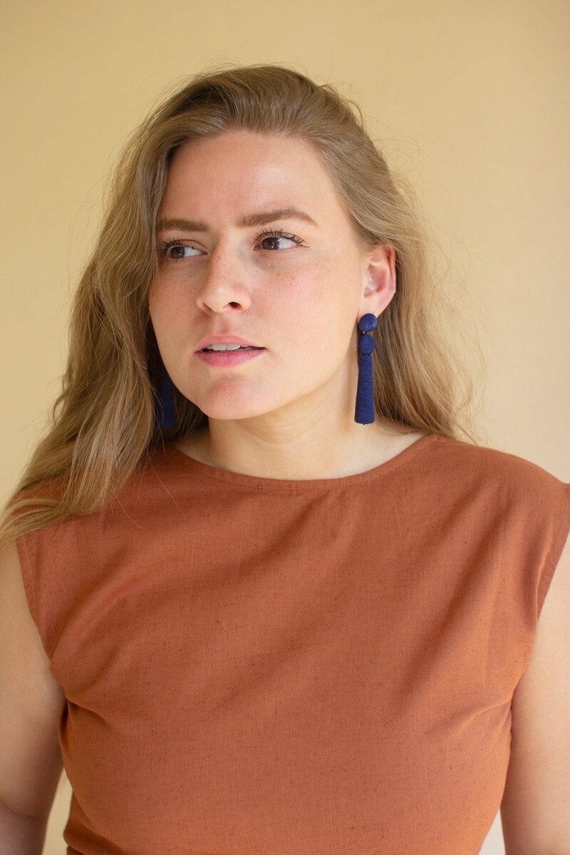 Fabricwrapped Earrings / Cobalt