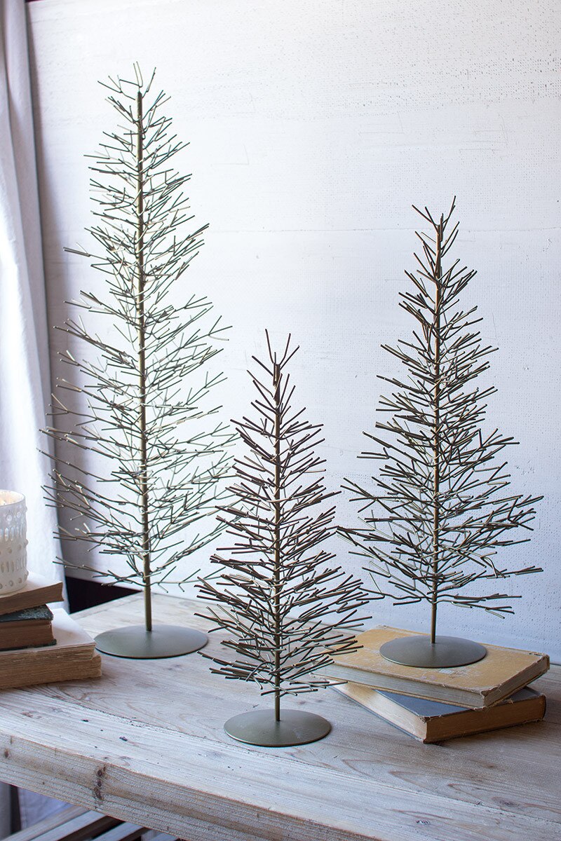 SET OF THREE ANTIQUE BRASS WIRE TREES