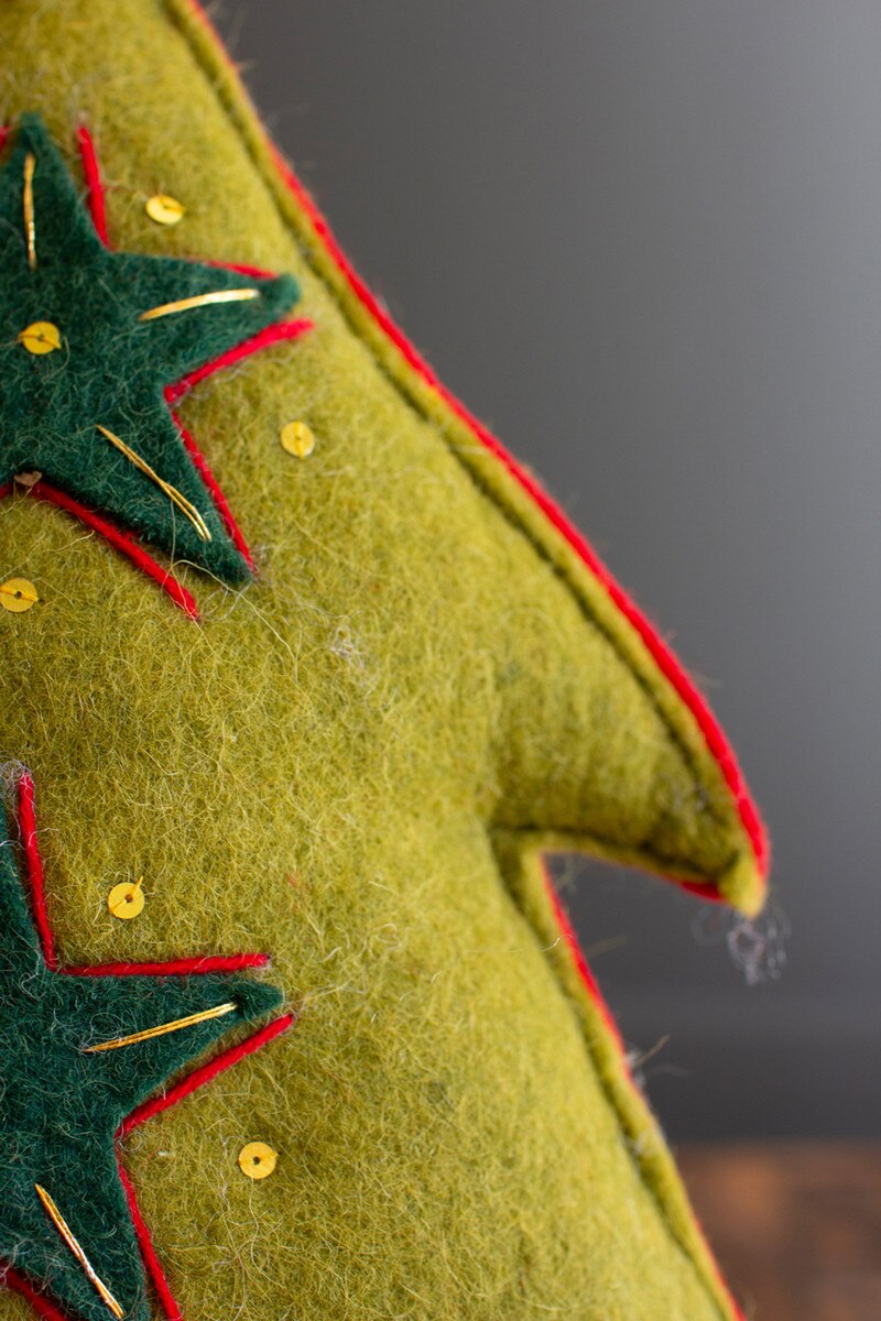 Felt Green Tree Christmas Pillow