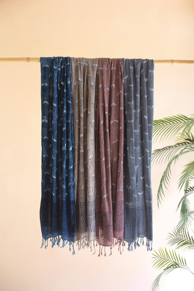 Set of 4 Block-Printed Scarves