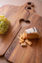 Set of 2 Wooden Serving Boards with Heart