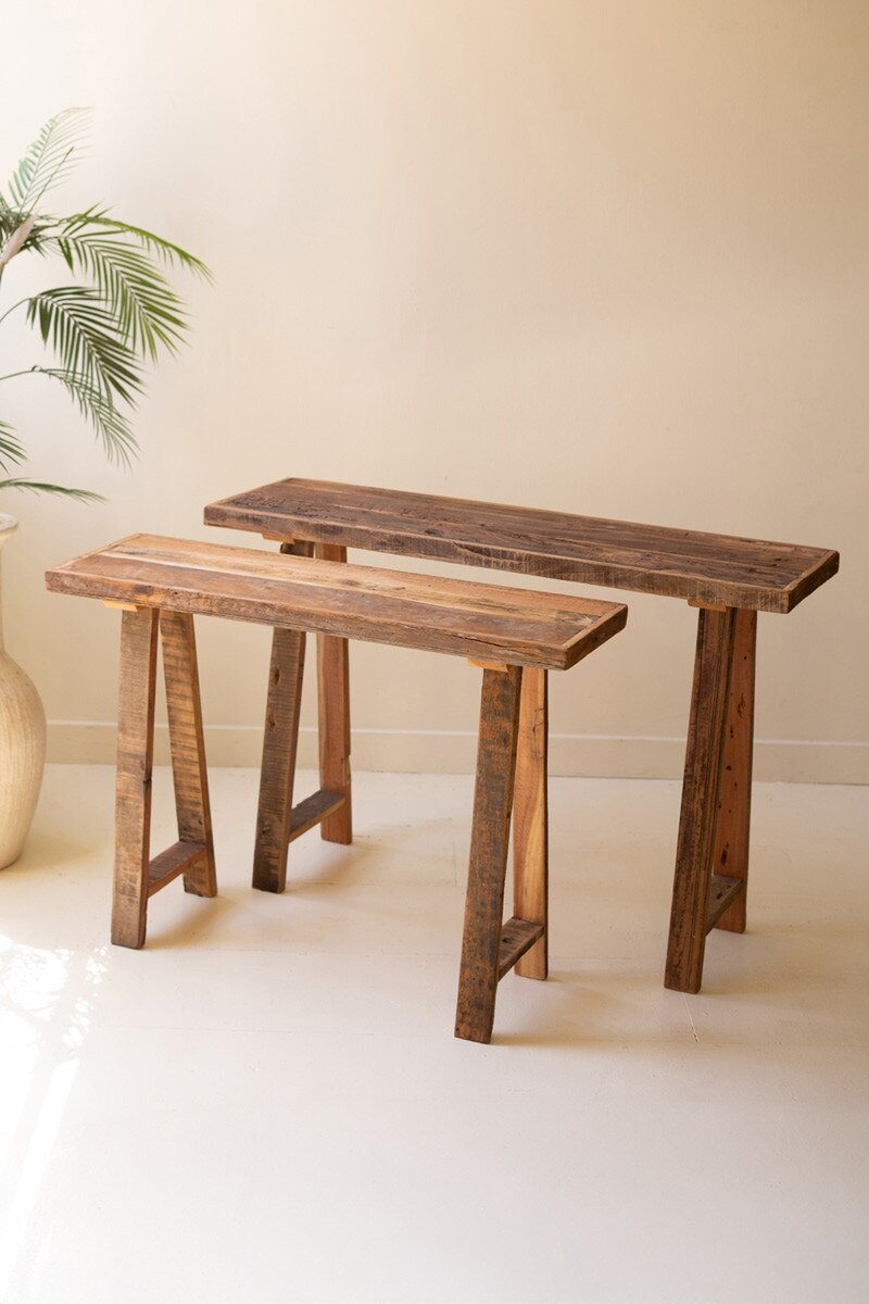 Set of 2 Recycled Wood Consoles