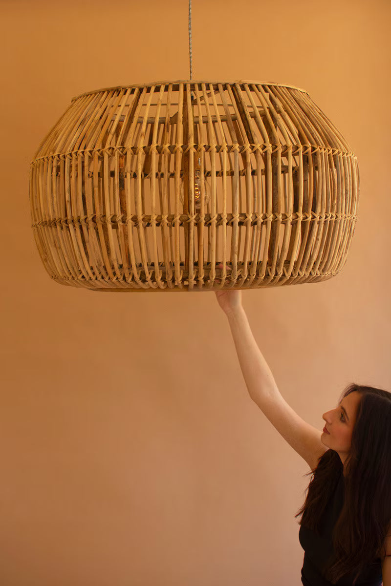 Large Round Bamboo Pendant Light