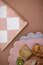 Scalloped Pink Marble Lazy Susan