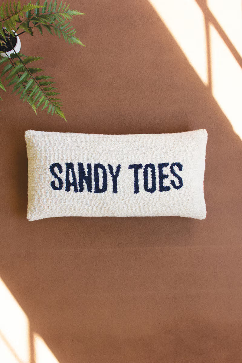 Sandy Toes Hand-Hooked Pillow