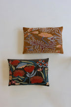 SET OF TWO EMBROIDERY PILLOWS WITH FLOWERS - ONE EACH COLOR