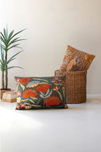 SET OF TWO EMBROIDERY PILLOWS WITH FLOWERS - ONE EACH COLOR