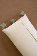 Blue Embroidered Lumbar Pillow with Tassels