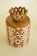 Round Hand-Tufted Accent Table with Mango Wood Top