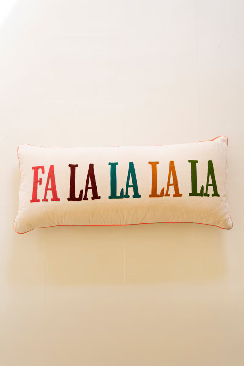 Velvet Falalalala Embroidery Pillow