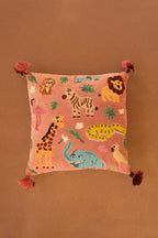 Embroidered Velvet Pillow with Animals