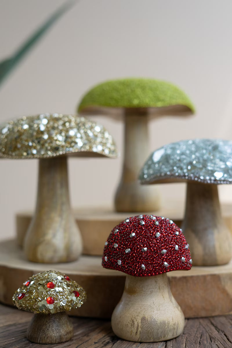 Set of 5 Mushrooms with Mosaic Tops