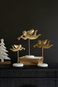 SET OF THREE TABLE TOP ANGELS ON METAL BASES