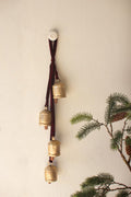 JINGLE BELL CLUSTER - MAROON VELVET RIBBON