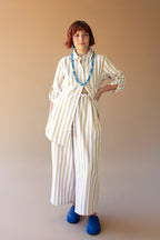 Striped Button-Front Shirt and Pant Set