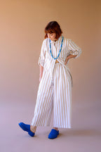 Striped Button-Front Shirt and Pant Set