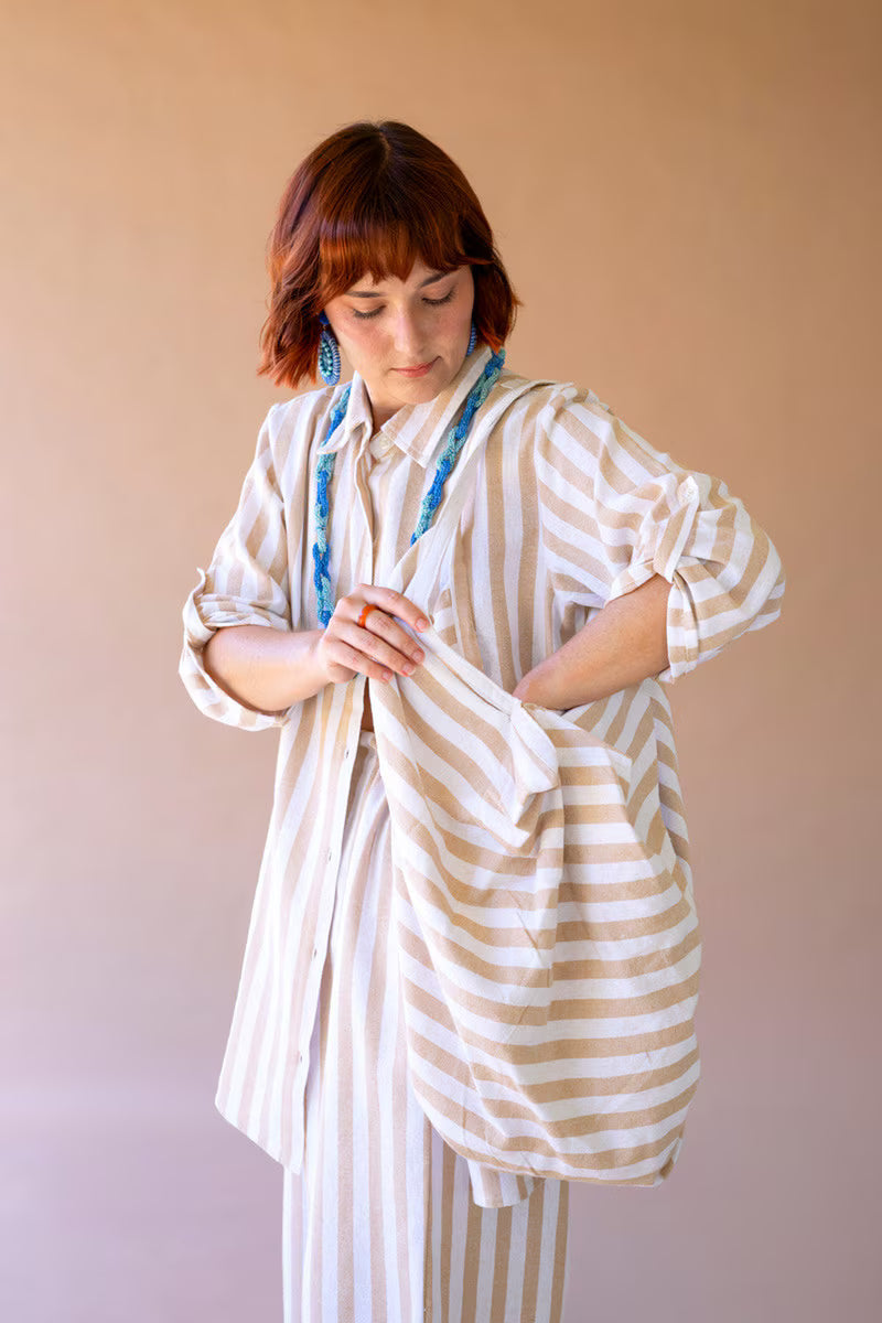 Striped Button-Front Shirt and Pant Set