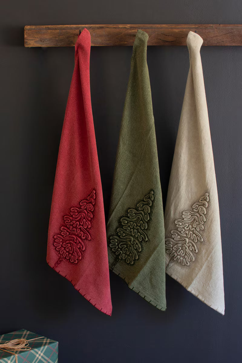 SET OF THREE CHRISTMAS TREE KITCHEN TOWELS