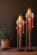 Set of 2 Painted Metal Nutcrackers on Wood Bases