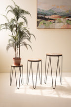 Set of 3 Nesting Mosaic Tile Tables with Metal Bases