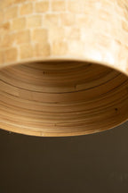 Teardrop Spun Bamboo Pendant Light with Neutral Capiz Shell Detail